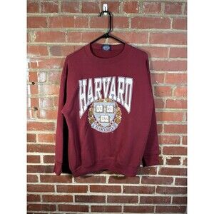 Vintage 90s Harvard University Red Crewneck Sweatshirt USA Made Adult Large